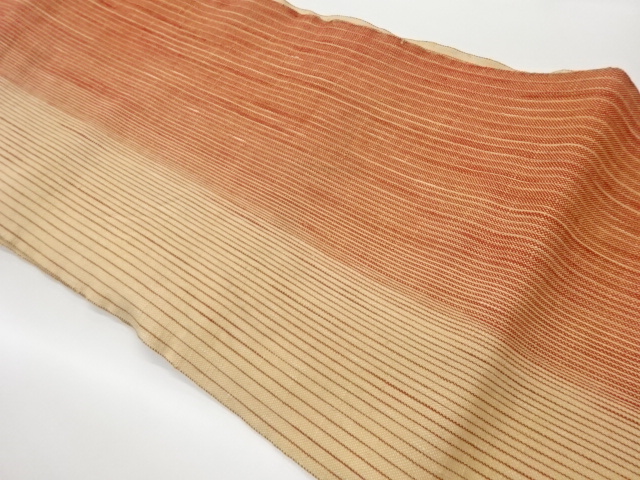 手織り紬縞模様織出し名古屋帯